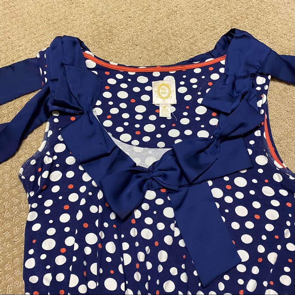 EUC Anthropologie Ric Rac Polka Dot Bow Tank - Picture 5 of 10